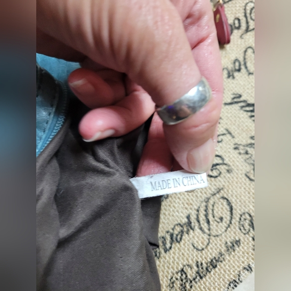 Used pretty greyish blue shoulder bag with silver tone hardware good cond - Picture 10 of 12